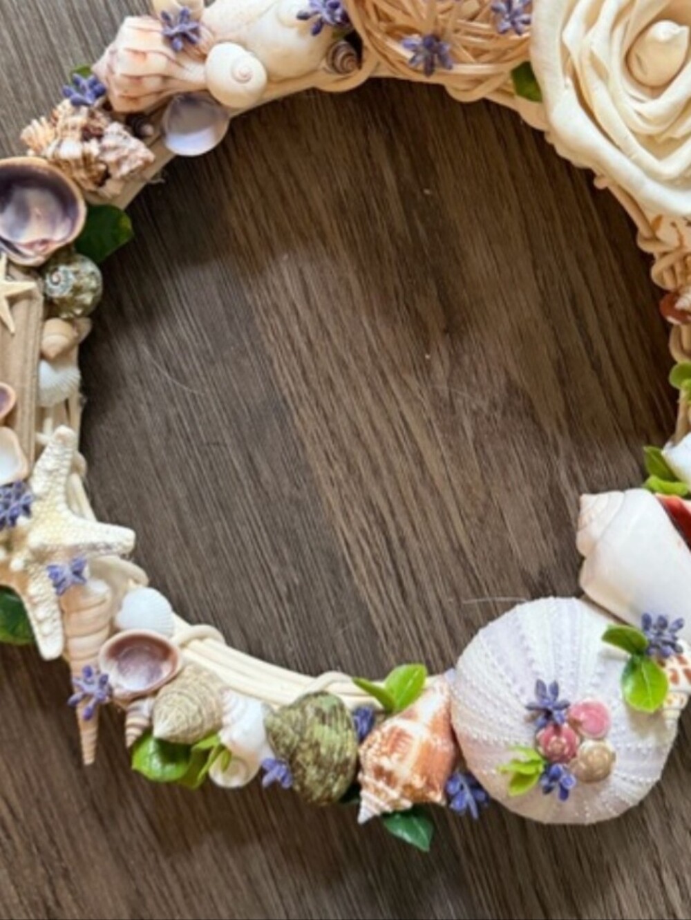 Coastal SeaShell & Floral Wreath | Pink Himalayan Salt Candle Holder
